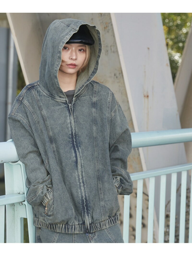 WEGO MEN'S スウィッチングデニムフードブルゾン ウィゴー ジャケット・アウター デニムジャケット ピンク ブルー【送料無料】