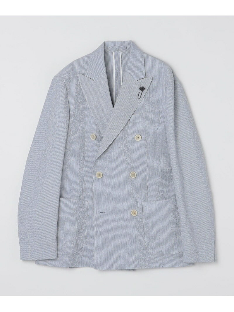 【SALE／40%OFF】SHIPS MEN LARDINI: ROMA シアサッカー ダブルブレステッド ジャケット シップス ジャケット・アウター テーラードジャケット・ブレザー【RBA_E】【送料無料】