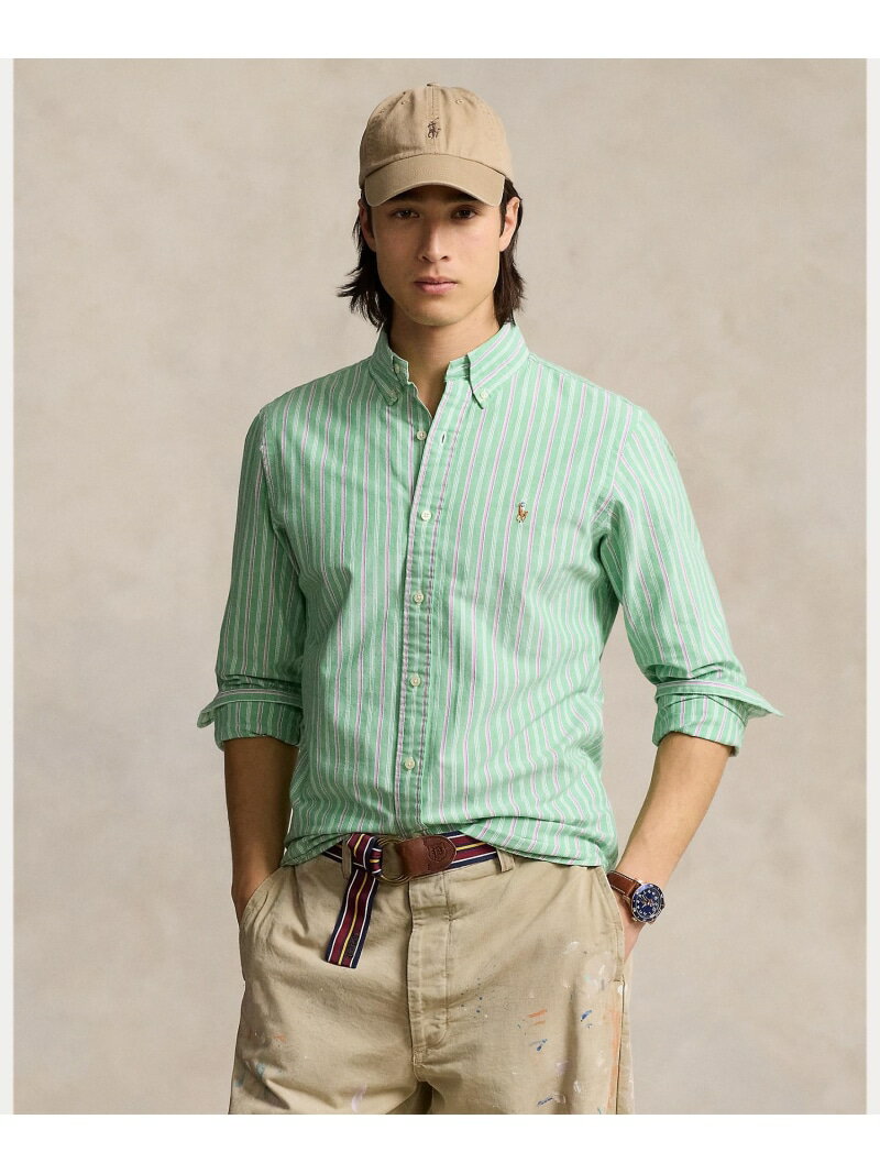 POLO RALPH LAUREN クラシック フィット ストライプド オックスフォード シャツ ラルフローレン トップス シャツ・ブラウス グリーン【送料無料】