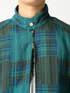 Check Blouson 11-18-4453-139: Green Check Blouson 11-18-4453-139: Green
