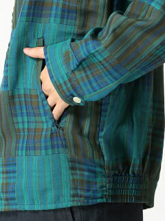 Check Blouson 11-18-4453-139: Green Check Blouson 11-18-4453-139: Green