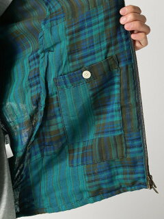 Check Blouson 11-18-4453-139: Green Check Blouson 11-18-4453-139: Green