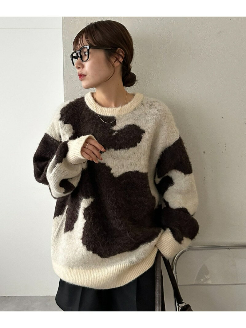 Discoat 【ユニセックス】ジャガードポニー柄ニット ディスコート トップス ニット ホワイト ブラック【先行予約】*【送料無料】