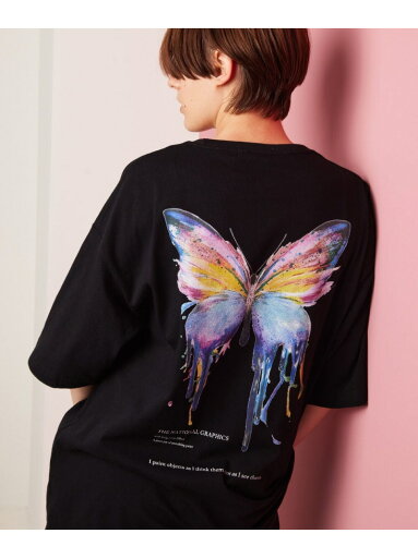 rehacer rehacer:Burst Butterfly On Wide レアセル トップス カットソー・Tシャツ ブラック ホワイト【送料無料】 rehacer rehacer:Burst Butterfly On Wide レアセル トップス カットソー・Tシャツ ブラック ホワイト【送料無料】