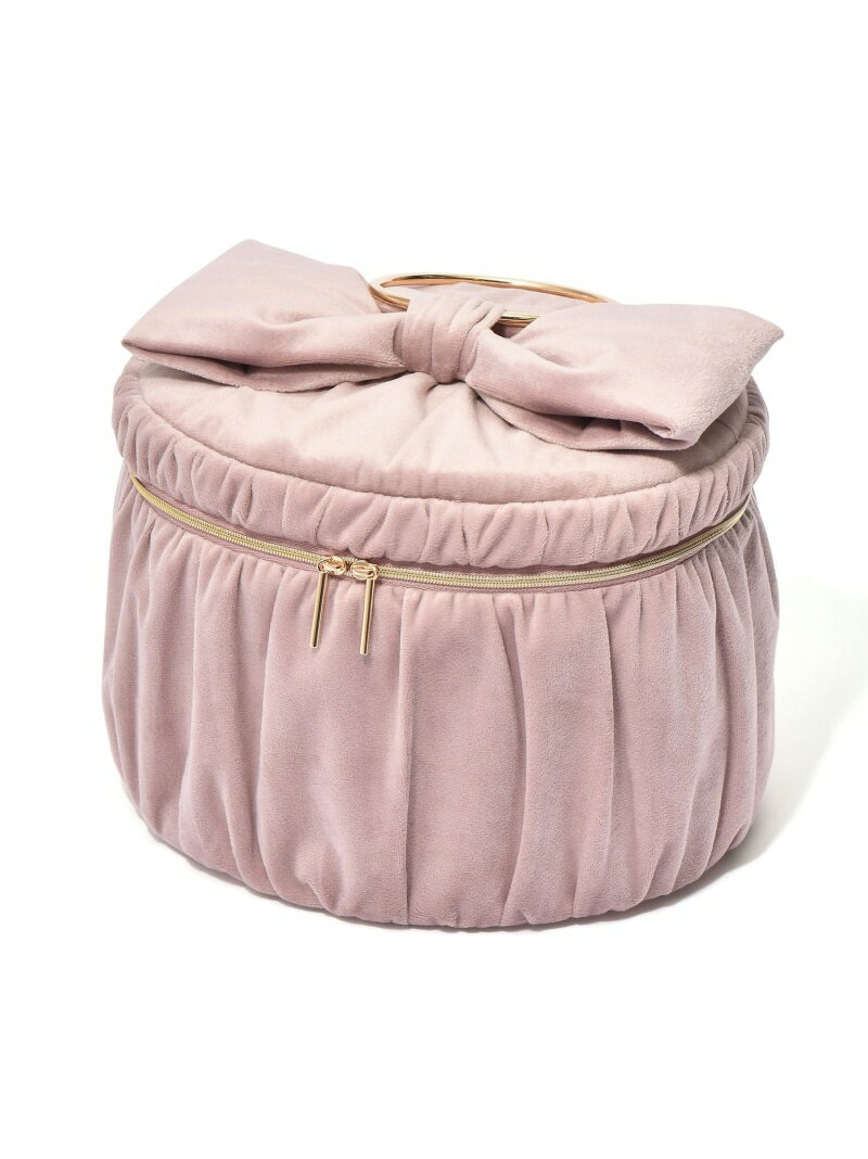 Francfranc ベロアリボン バニティポーチ L コスメポーチ コスメボックス 収納 大容量 フランフラン 財布・ポーチ・ケース ポーチ ピンク【送料無料】のサムネイル