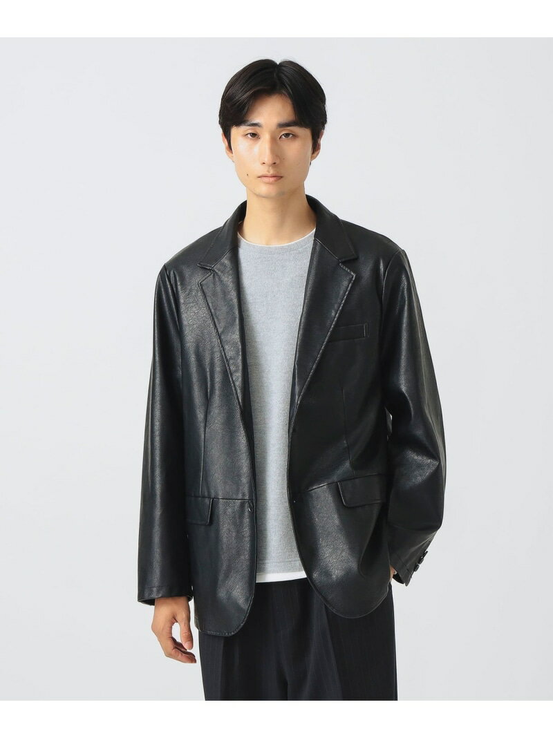 【SALE／30%OFF】BEAMS HEART MEN フェイクレザー ジャケット ビームス ハート ジャケット・アウター テーラードジャケット・ブレザー ブラック ブラウン【RBA_E】【送料無料】