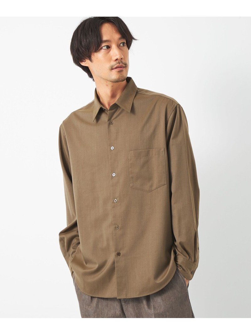 【SALE／50%OFF】UNITED ARROWS green label relaxing ウォッシャブル ビエラ レギュラーカラー シャツ -ストレッチ・マシンウォッシャブル・防シワ- ユナイテッドアローズ アウトレット トップス シャツ・ブラウス ベージュ グレー ブラウン【RBA_E】【送料無料】