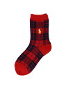 POLO RALPH LAUREN POLO RALPH LAUREN TARTAN CHECK ROOM SOCKS 足底滑り止め付き ナイガイ 靴下・レッグウェア 靴下 ネイビー レッド【送料無料】