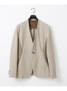【SALE/50%OFF】MICHEL KLEIN HOMME 【セットアップ】ダブルフェイスノーカラージャケット ミッシェルクランオム ジャケット・アウター ノーカラージャケット ブラック ベージュ【RBA_E】【送料無料】