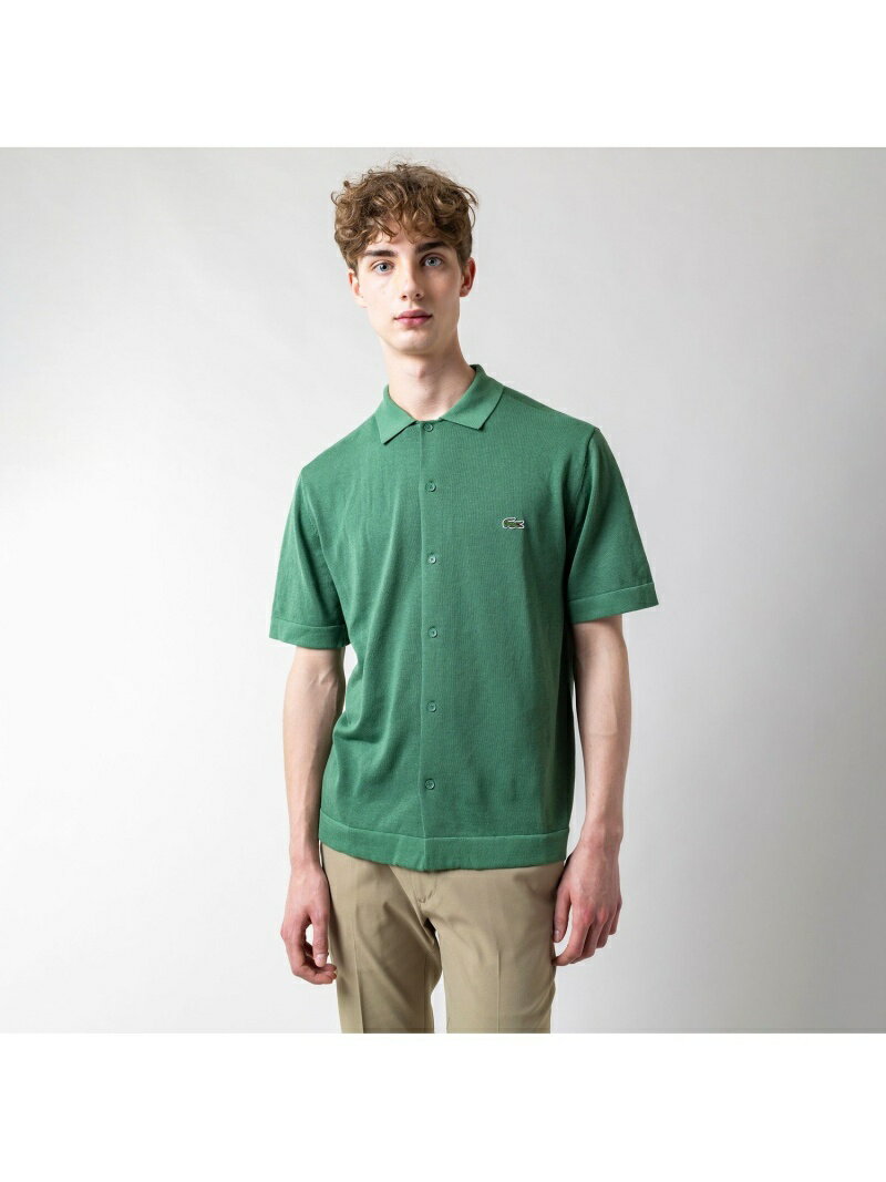 ラコステ 【SALE／30%OFF】LACOSTE ハイゲージニットオープンカラーシャツ ラコステ トップス シャツ・ブラウス グリーン ネイビー グレー【RBA_E】【送料無料】