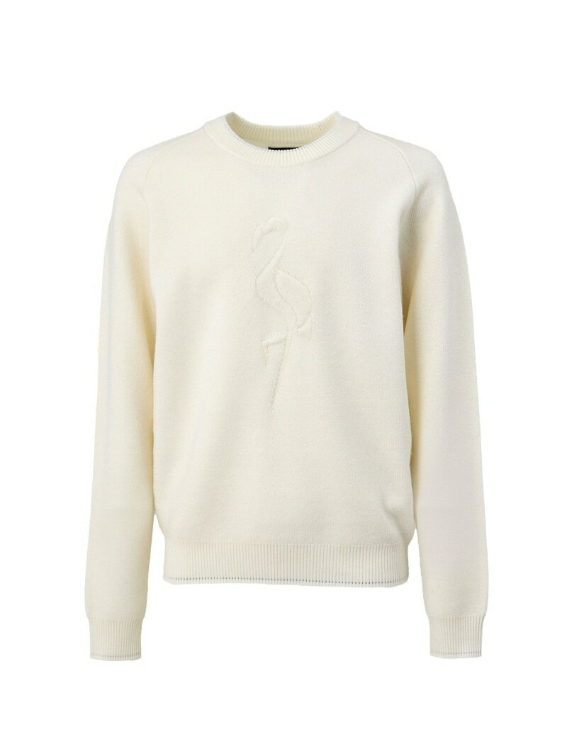 JUN&ROPE' 【NOIR】フラミンゴモチーフクルーセーター ジュンアンドロペ トップス ニット グレー ブラック ホワイト【送料無料】