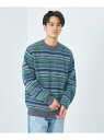 【SALE/50%OFF】UNITED ARROWS green label relaxing アゼ マルチボーダー クルーネック ニット ユナイテッドアローズ...