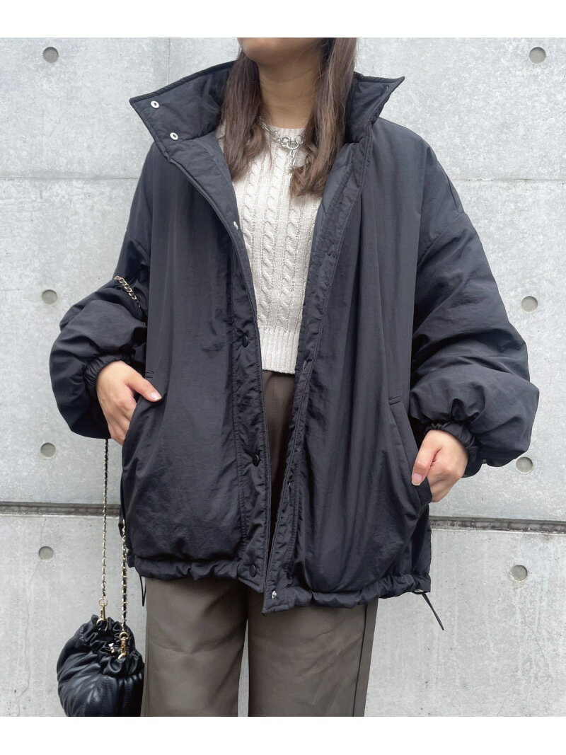 【SALE／50%OFF】AS KNOW AS plus ◇スタンドカラー ドロスト付き ミドル丈 リバーシブル キルティング中綿ブルゾン アズノゥアズプラス ジャケット・アウター ブルゾン・ジャンパー ブラック カーキグリーン ホワイト【RBA_E】【送料無料】