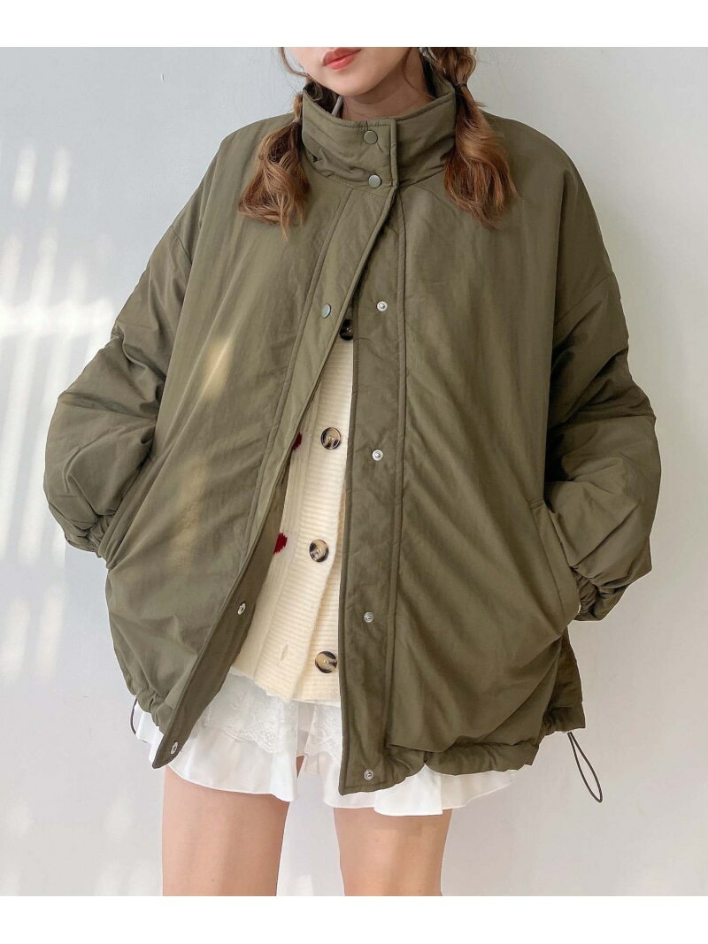 【SALE／50%OFF】AS KNOW AS plus ◇スタンドカラー ドロスト付き ミドル丈 リバーシブル キルティング中綿ブルゾン アズノゥアズプラス ジャケット・アウター ブルゾン・ジャンパー ブラック カーキグリーン ホワイト【RBA_E】【送料無料】