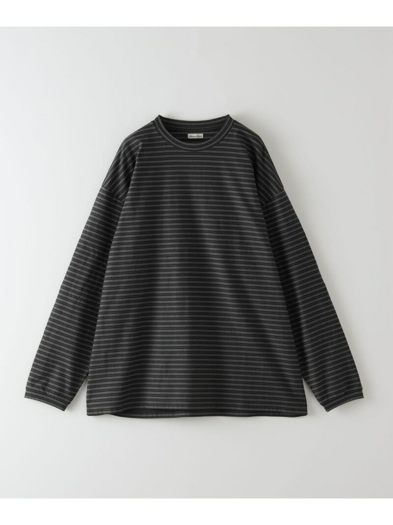 Steven Alan ＜Steven Alan＞ オーガニックコットン ボーダー ロングスリーブ Tシャツ -LOOSE ビューティー＆ユース　ユナイテッドアローズ トップス カットソー・Tシャツ グレー ブラウン