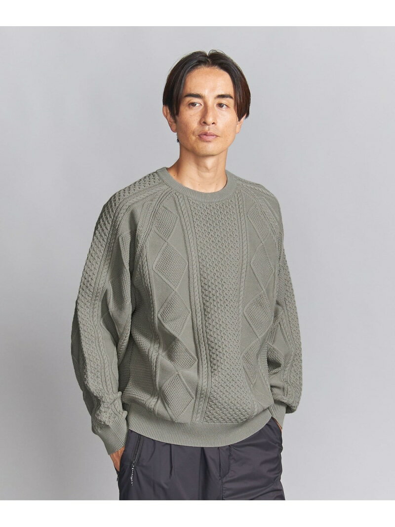 【SALE／70%OFF】BEAUTY&YOUTH UNITED ARROWS ＜koti BEAUTY&YOUTH＞ ポリエステル エアリー フィッシャーマン ニット ユナイテッドアローズ アウトレット トップス ニット ブラック グレー【RBA_E】【送料無料】
