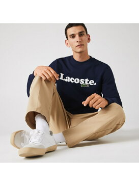 LACOSTE ネームプリント&ロゴパッチクルーネックスウェット ラコステ カットソー スウェット ネイビー【送料無料】