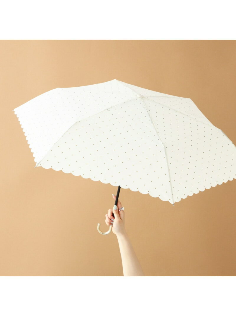 Francfranc 遮光 ドットグリッターヒートカット 折りたたみ傘 50cm ホワイト(晴雨兼用) フランフラン ファッション雑貨 傘・長傘 ホワイト