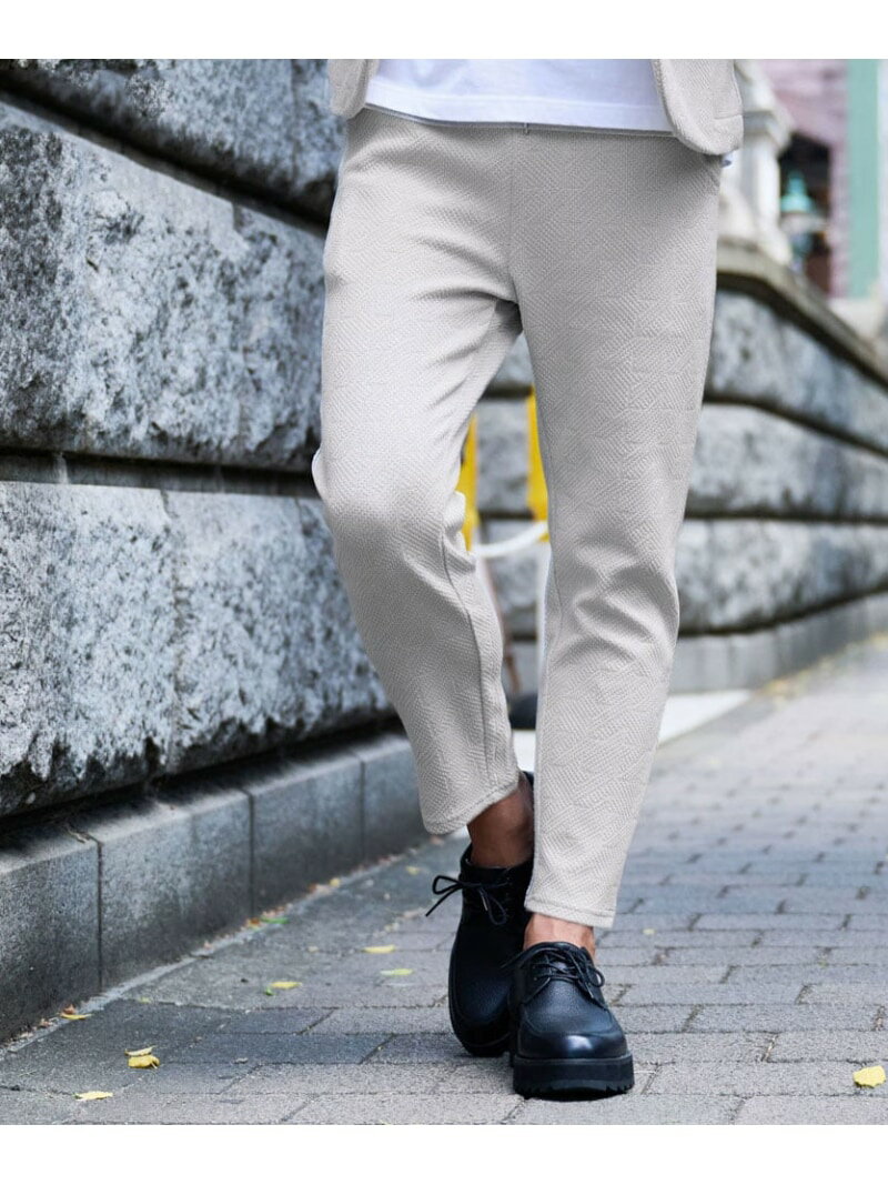 CavariA CavariA 千鳥ニットソーアンクルパンツ シルバーバレット パンツ その他のパンツ グレー ブラック【送料無料】