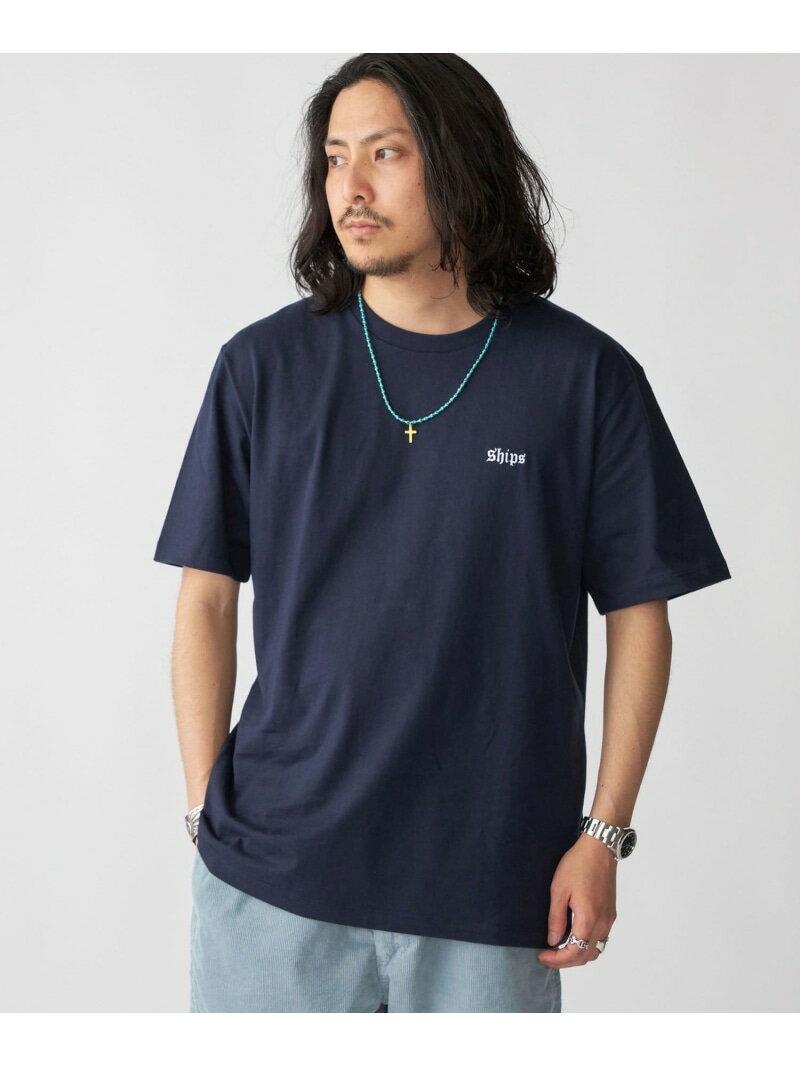 【SALE/40%OFF】SHIPS MEN SHIPS: OLD ENGLISH SHIPS ロゴ クルーネック Tシャツ シップス トップス カットソー・Tシャツ グレー ネイビー ホワイト【RBA_E】