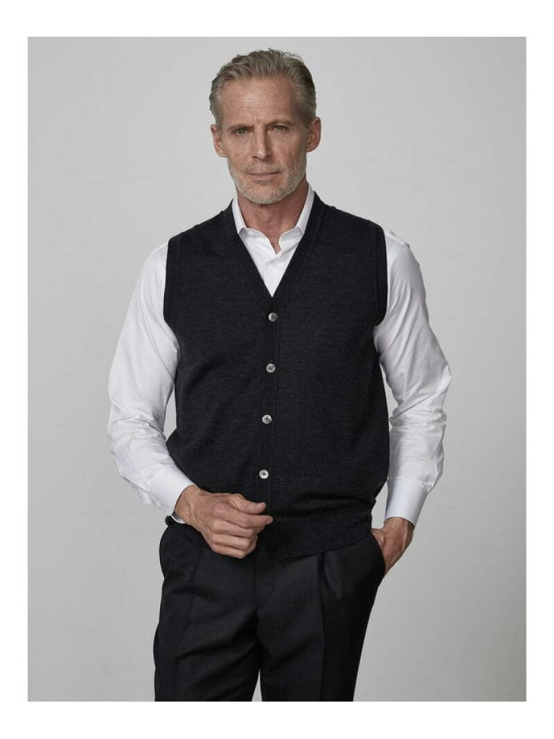 Aquascutum MEN Extra Fine Wool Knit Vest ANAXL[^ gbvX jbg O[ lCr[yz