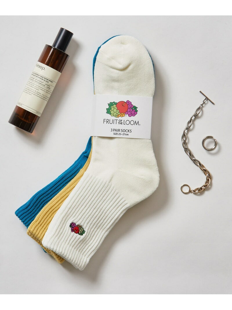 【SALE/16%OFF】FRUIT OF THE LOOM FRUIT OF THE LOOM/3Pゆるリッチェル刺繍ソックス 81009000 セットアップセブン 靴下・レッグウェア 靴下【RBA_E】