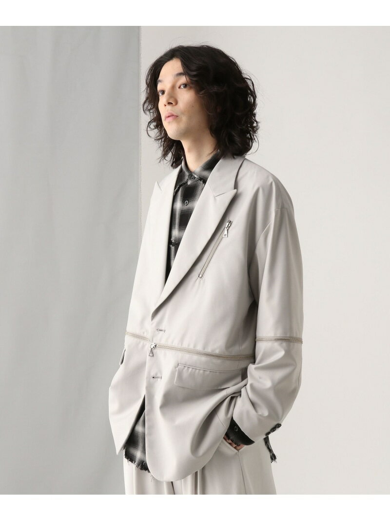 【SALE／45%OFF】HARE 【SET UP対応】エルボーZIPジャケット ハレ ジャケット・アウター テーラードジャケット・ブレザー ブラック グレー【RBA_E】【送料無料】のサムネイル