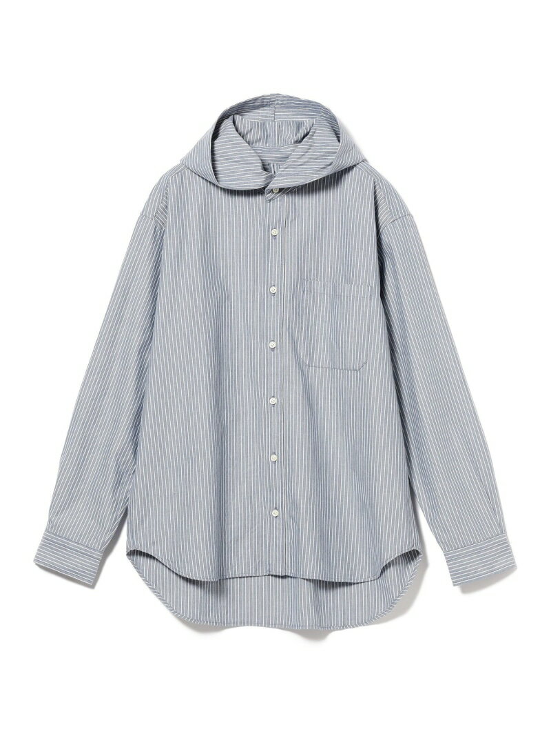 BEAMS PLUS ts(s) / Pin Stripe Cotton Oxford Cloth Hooded Shirt ビームス メン トップス シャツ ブラウス ブルー【送料無料】