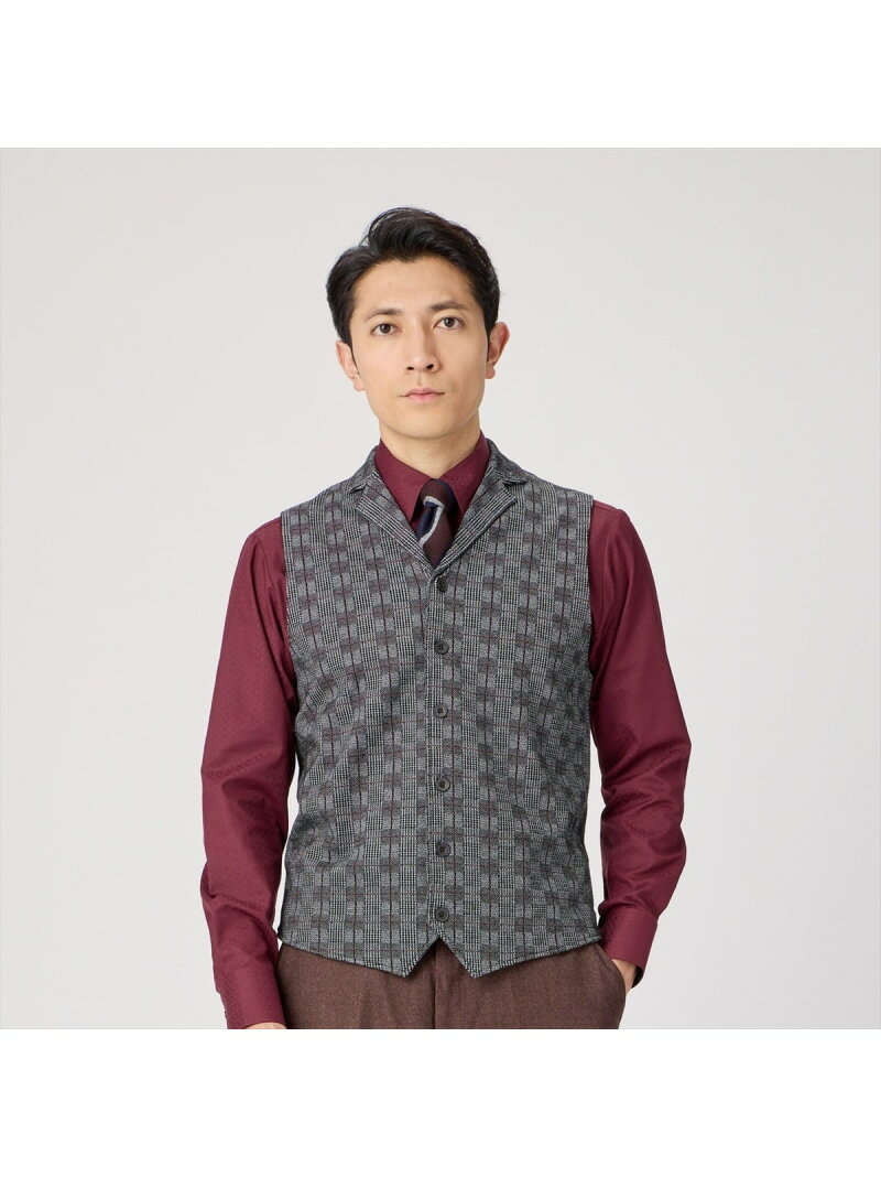 【SALE／5%OFF】BRICK HOUSE by Tokyo Shirts 前身カットラペルニットジレ チェック メンズ BM05I501DP50X00-85 トーキョーシャツ トップス ベスト・ジレ グレー【RBA_E】【送料無料】