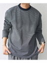 SHIPS any SHIPS any: デザインリブ ハイゲージ ポンチ マイクロ ボーダー Tシャツ (ロンT)◆ シップス トップス カットソー・Tシャツ グレー グリーン ブラック【先行予約】*【送料無料】