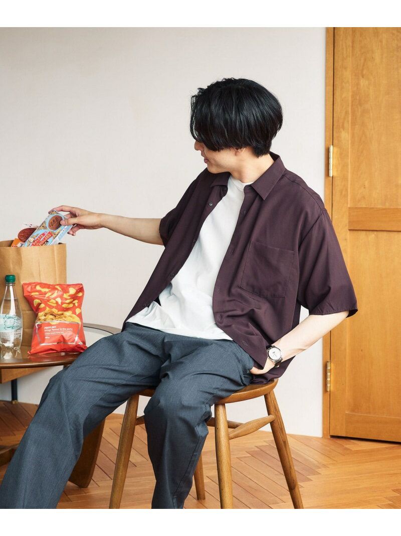 【SALE／33%OFF】GLOBAL WORK サラサマ快適シャツ/レギュラーカラー/半袖/286395 グローバルワーク トップス シャツ・ブラウス ブルー ブラック グレー ブラウン ネイビー【RBA_E】のサムネイル