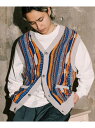 【SALE/50%OFF】FREAK'S STORE リラックスフィット クージーニットベスト 25SS フリークスストア トップス ベスト・ジレ イエロー グ...