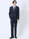 m.f.editorial ウール混 レギュラーフィット 2ボタン2ピーススーツ チェック紺 【25SS】 メンズ セットアップ ジャケット ビジネス カジュア...