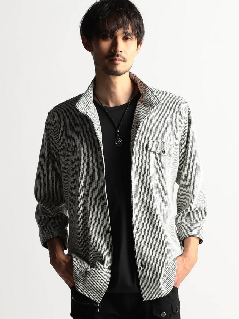 【SALE／55%OFF】NICOLE CLUB FOR MEN ラッセルストライプスタンドカラー7分袖シャツ ニコル トップス ..