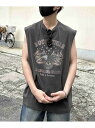 Confirm Confirm ヴィンテージライク レトロプリントアソート ノースリーブ シフォン トップス カットソー・Tシャツ ブラウン ブラック【送料無料】