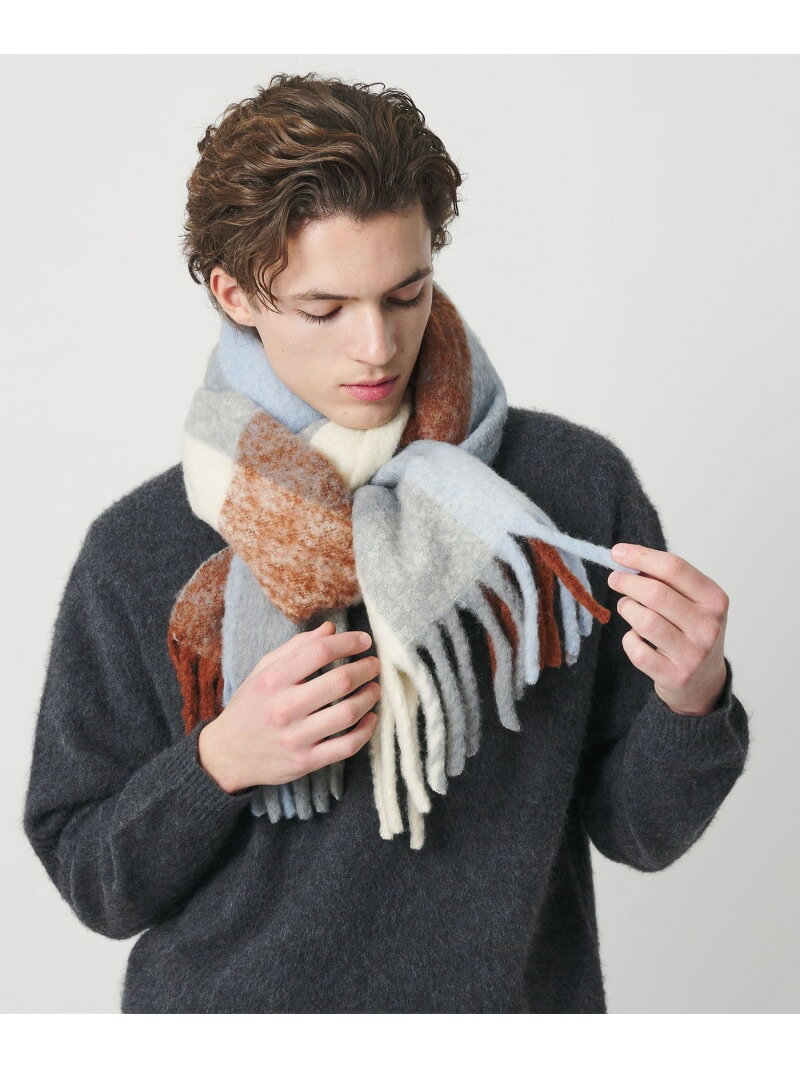 BEAUTY&YOUTH UNITED ARROWS ブラッシュド ブロックチェック マフラー ビューティー＆ユース　ユナイテ..