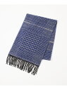 MICHEL KLEIN HOMME グレンチェック柄ウールマフラー ミッシェルクランオム ファッション雑貨 マフラー・ストール・ネックウォーマー ブルー グレ...