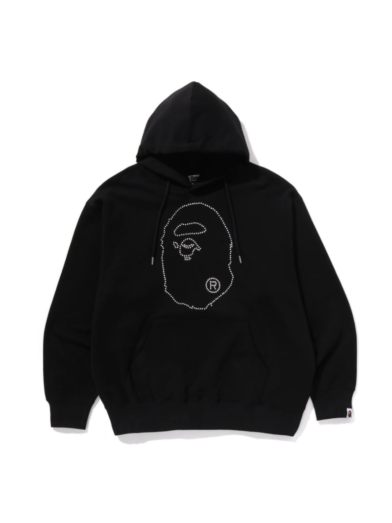 A BATHING APE (M)STUDDED APE HEAD RELAXED FIT PULLOVER ア ベイシング エイプ トップス パーカー・フーディー レッド ブラック【送料無料】