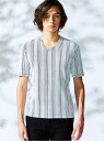 【SALE/55%OFF】HIDEAWAYS NICOLE ブリスターストライプVネック半袖プルオーバー ニコル トップス その他のトップス ブラック レッド ...