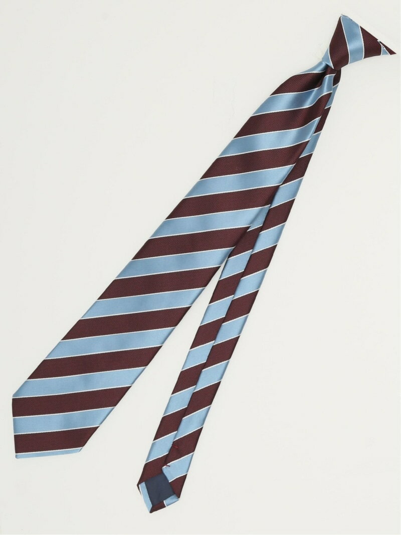 【SALE／5%OFF】m.f.editorial エコウォッシャブル ストライプ柄 レギュラータイ 8.0cm幅 タカキュー スーツ・フォーマル ネクタイ・蝶ネクタイ ワインレッド ブルー【RBA_E】