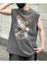 Confirm Confirm ヴィンテージライク レトロプリントアソート ノースリーブ シフォン トップス カットソー・Tシャツ ブラウン ブラック【送料無料】