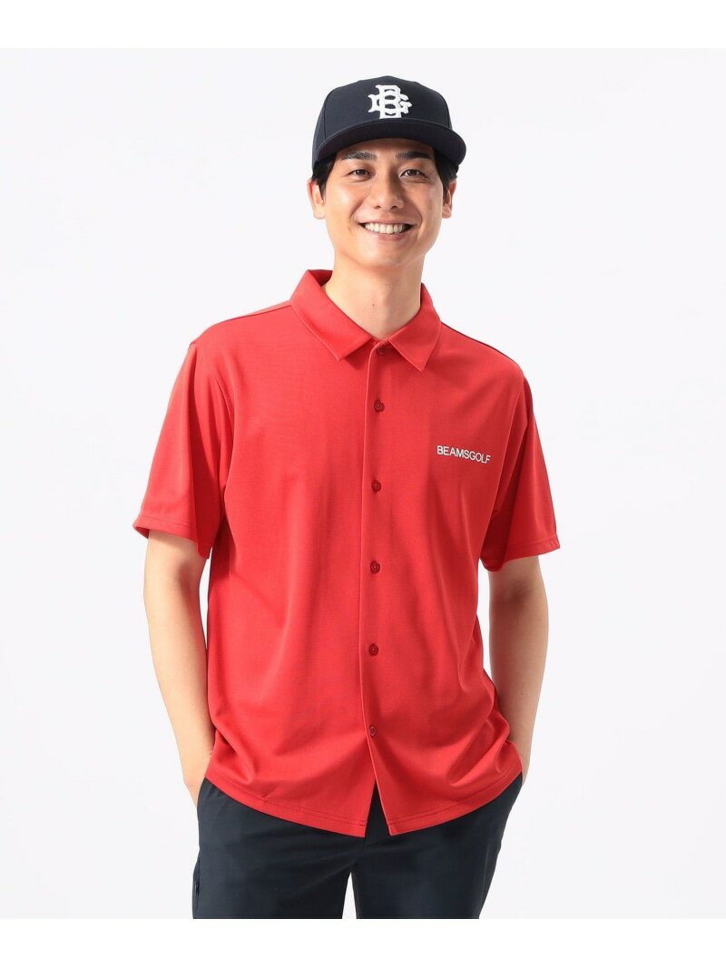 BEAMS GOLF ORANGE LABEL ORANGE LABEL / ストレッチ バックロゴ フロントオープン ポロシャツ(吸水速乾・UVカット) ビームス ゴルフ トップス ポロシャツ レッド ホワイト ネイビー【送料無料】