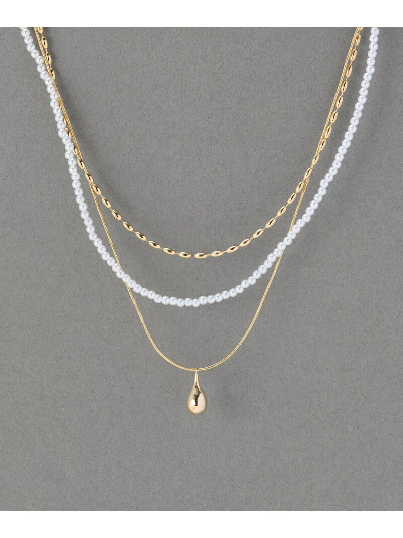 Phoebe パール*ドロップメタル3連ネックレス ゴールド ジュエルアディクト アクセサリー・腕時計 ネックレス ゴールド