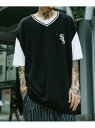 Subciety V-NECK KNIT VEST サブサエティ トップス ベスト ジレ ブラック グレー【送料無料】