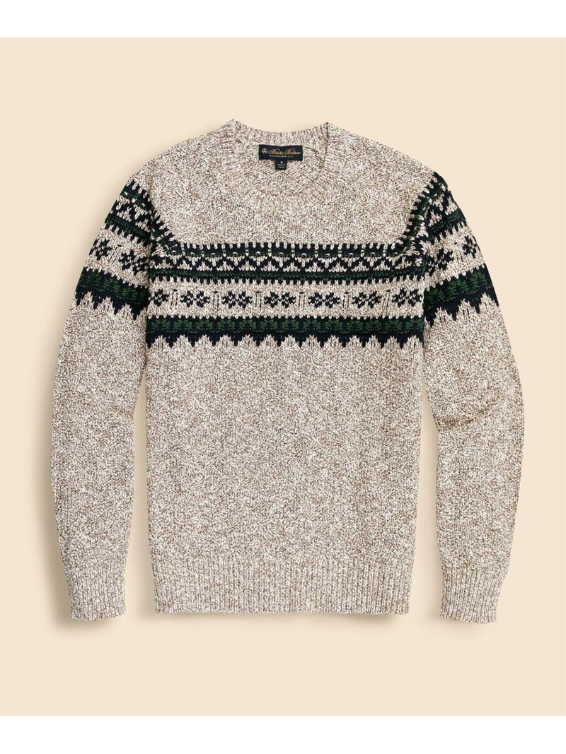 BROOKS BROTHERS コットン フェアアイル クルーネックセーター ブルックス ブラザーズ トップス ニット ブラウン【送料無料】(4)