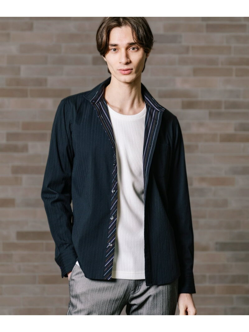 MK MICHEL KLEIN homme 【WEB限定】リバーストライプシャツ ミッシェルクランオム トップス シャツ ブラウス ブラック ネイビー ホワイト【送料無料】