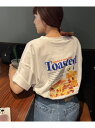 【SALE/50%OFF】Discoat 【WEB限定】トーストプリントビッグTシャツ《ユニセックス》 ディスコート トップス カットソー・Tシャツ ブラック グレー ホワイト【RBA_E】