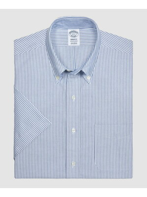 BROOKS BROTHERS (M)スーピマコットン オックスフォード キャンデイストライプ ポロカラー ショートスリーブドレスシャツ Regent Fit ブルックス ブラザーズ スーツ・フォーマル Yシャツ・カッターシャツ ブルー【送料無料】