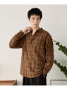 WEGO MEN'S クリンクルチェックシャツ(LS) ウィゴー トップス シャツ・ブラウス ブラウン ブラック