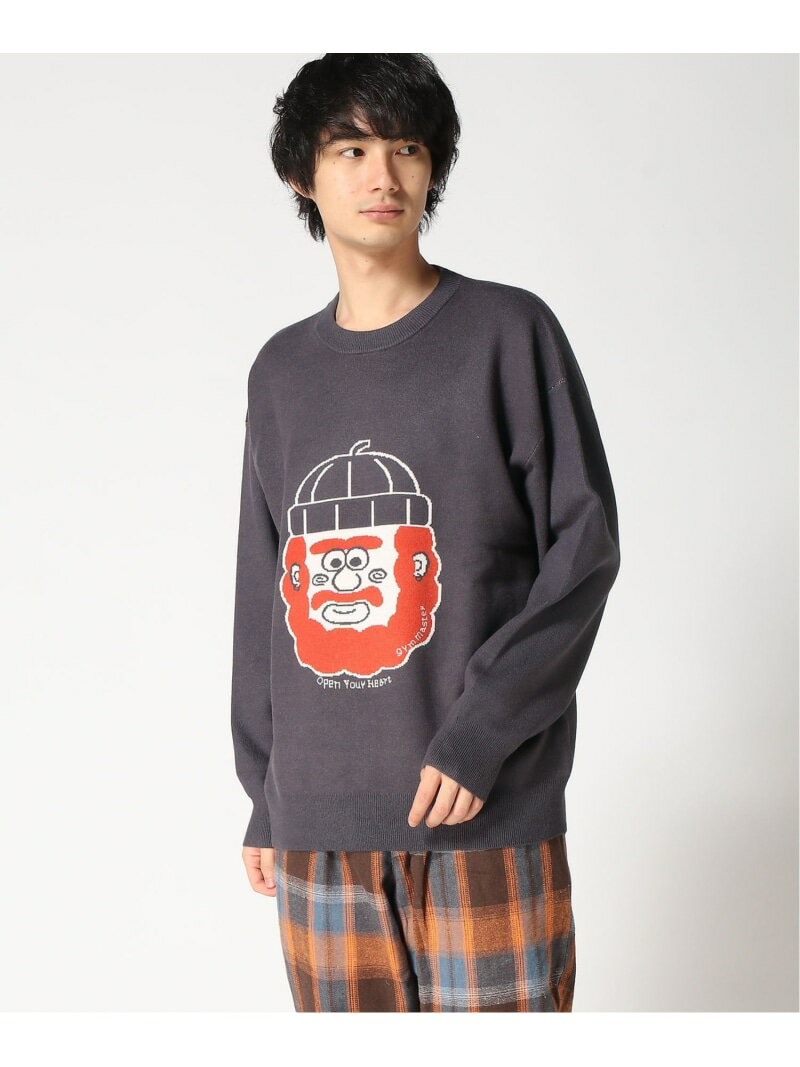 gym master gym master/(U)ジャガードニット open your hear ジムマスター トップス ニット グレー ブラック ホワイト【送料無料】